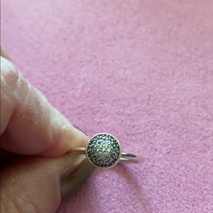 Pandora Sterling Silver and pave cz ring sz 56